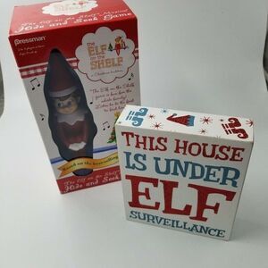 Elf on Shelf Hide Seek Game Elf Surveillance Primitive by Kathy Sign New Lot 2